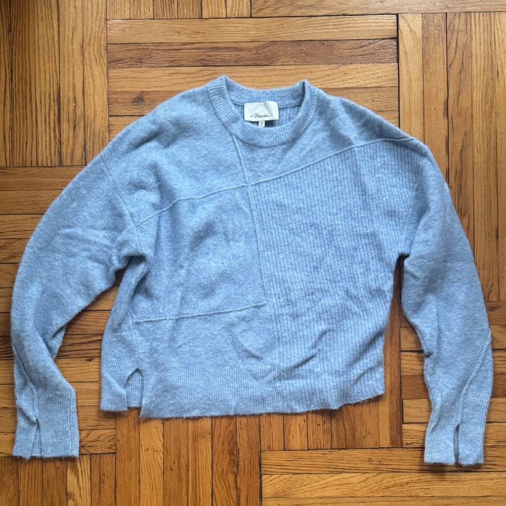 3.1 Phillip Lim Soft Blue Textured Crew Neck Sweater